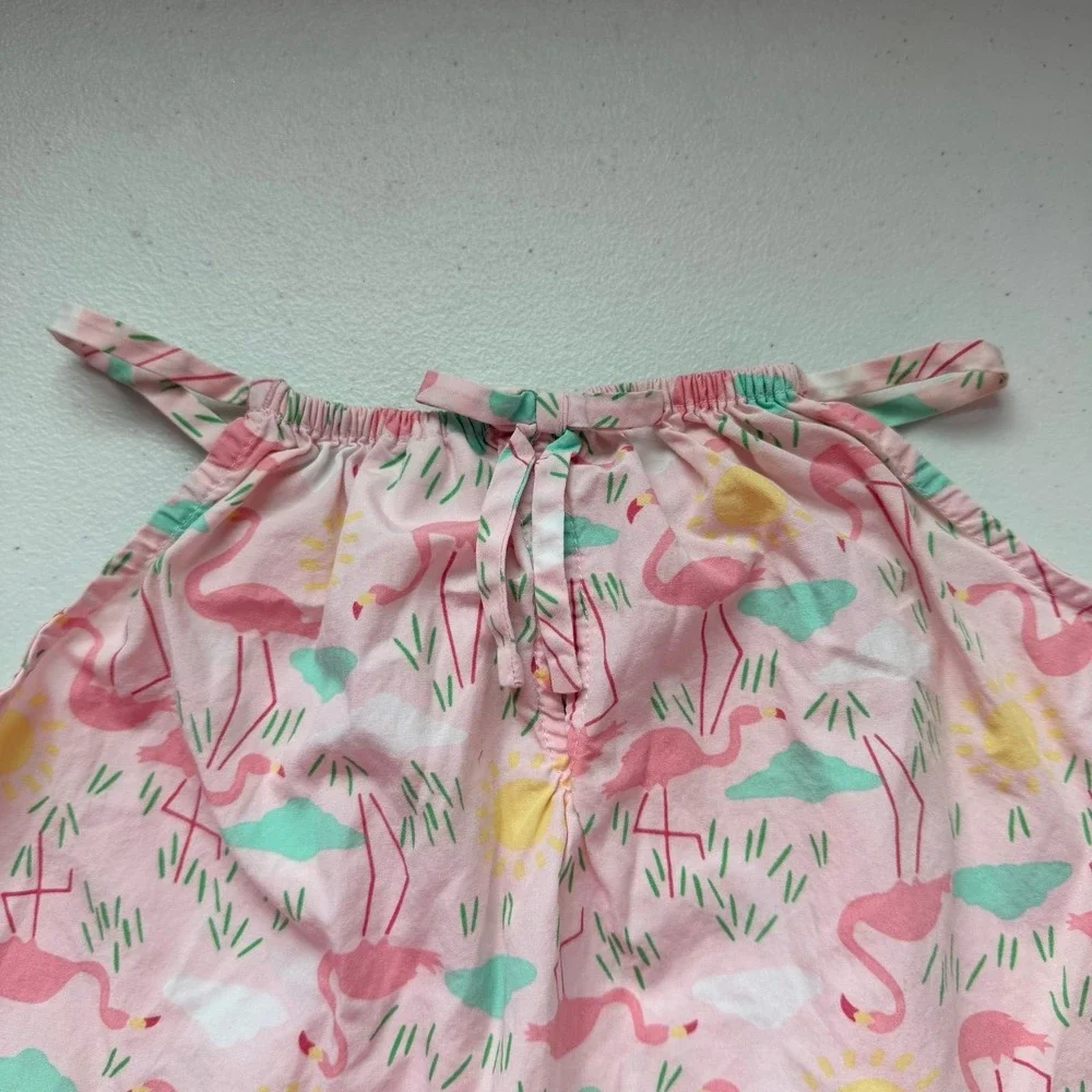 Hanna Andersson Spring Summer Flamingo Print Tiered Sun Dress 6/7 Runs Big